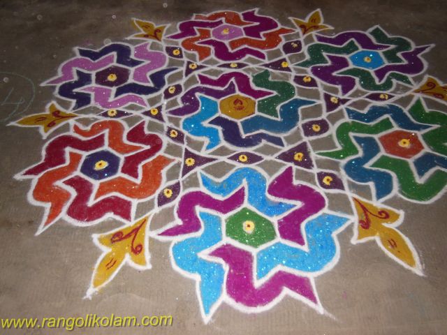 star kolam 21*11,pulli kolam