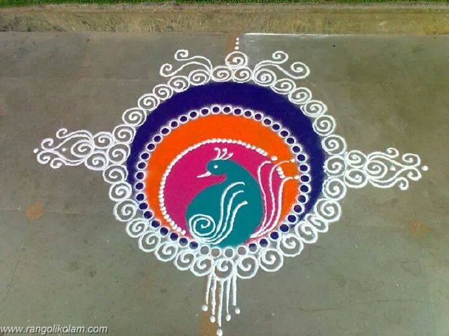 peacock rangoli