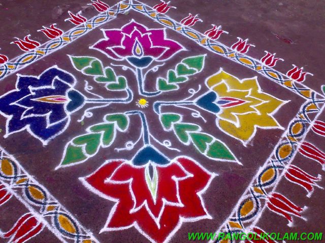 pulli kolam, 19-1 pulli kolam,kolam,flower kolam, big kolam