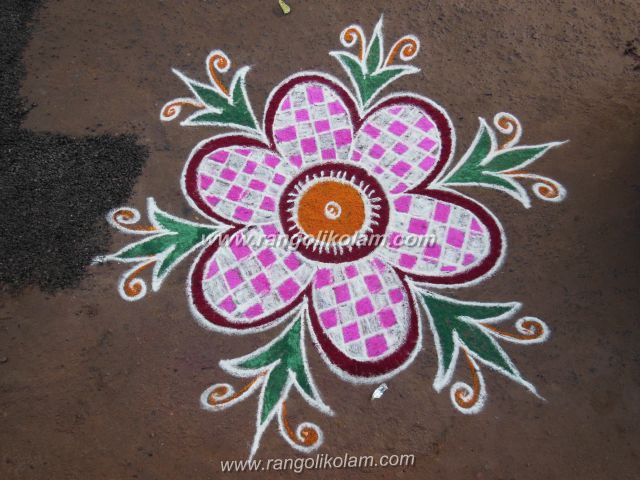 pink flower kolam